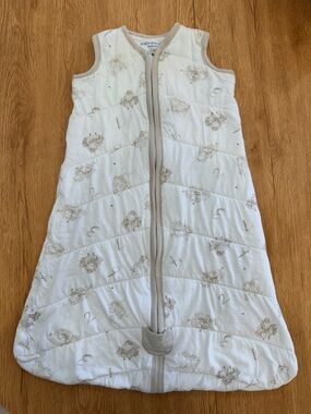 Burt's Bees Baby White Sleep Sack with Taupe Neutral Print